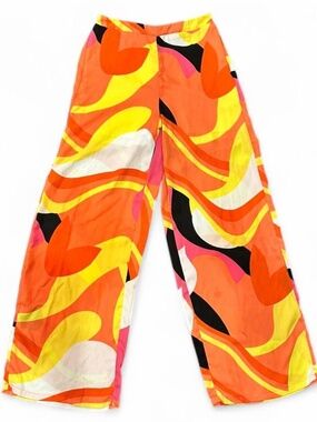 Orange Retro Wide Leg Pants
